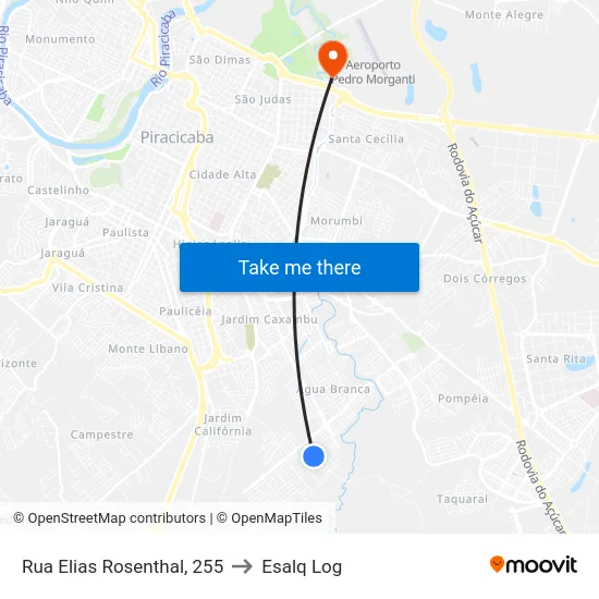 Rua Elias Rosenthal, 255 to Esalq Log map