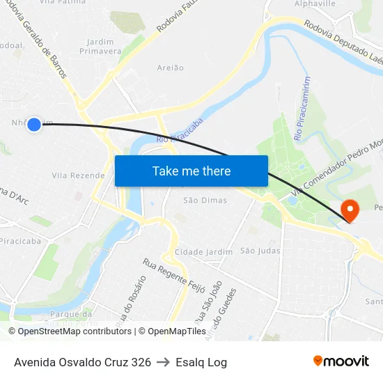 Avenida Osvaldo Cruz 326 to Esalq Log map