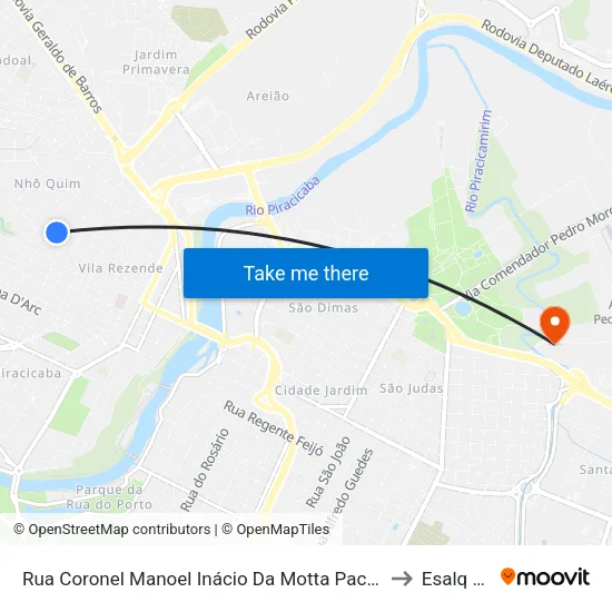 Rua Coronel Manoel Inácio Da Motta Pacheco 572 to Esalq Log map