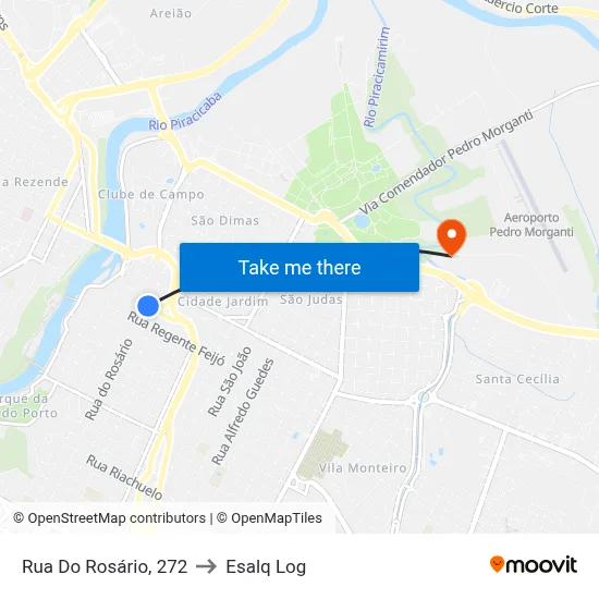 Rua Do Rosário, 272 to Esalq Log map