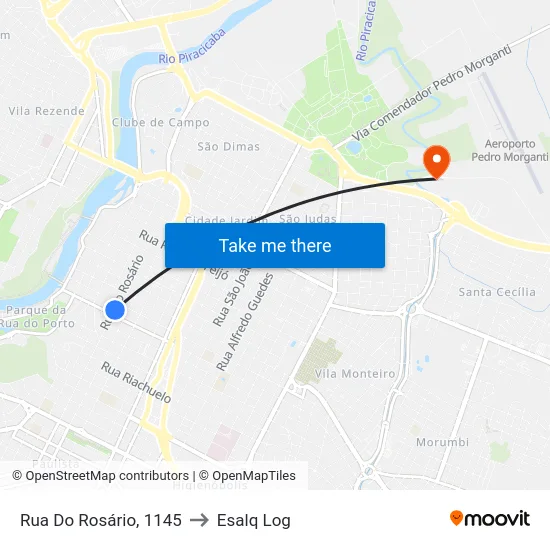 Rua Do Rosário, 1145 to Esalq Log map