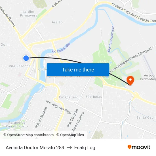 Avenida Doutor Morato 289 to Esalq Log map