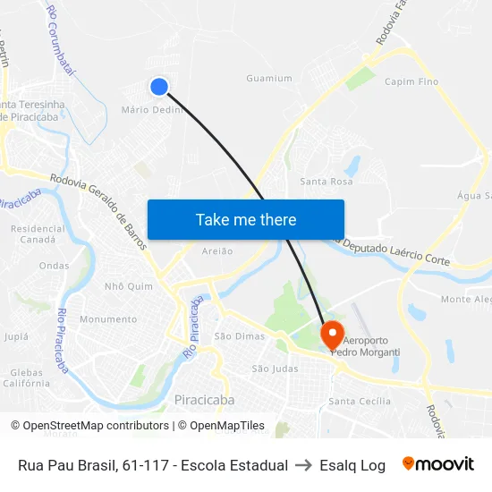 Rua Pau Brasil, 61-117 - Escola Estadual to Esalq Log map