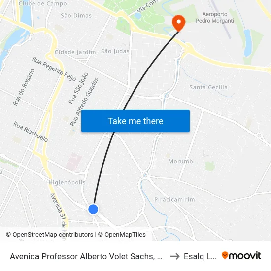 Avenida Professor Alberto Volet Sachs, 53-63 to Esalq Log map