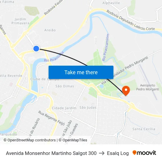 Avenida Monsenhor Martinho Salgot 300 to Esalq Log map