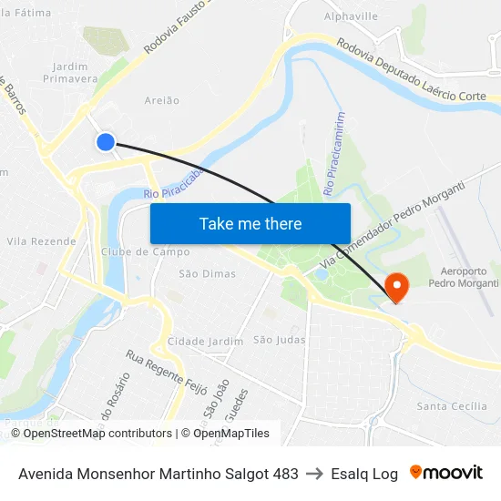 Avenida Monsenhor Martinho Salgot 483 to Esalq Log map