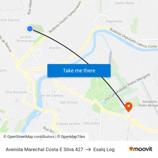 Avenida Marechal Costa E Silva 427 to Esalq Log map
