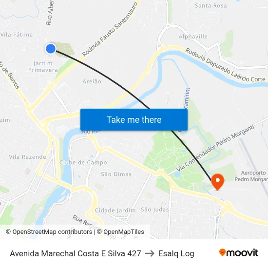 Avenida Marechal Costa E Silva 427 to Esalq Log map