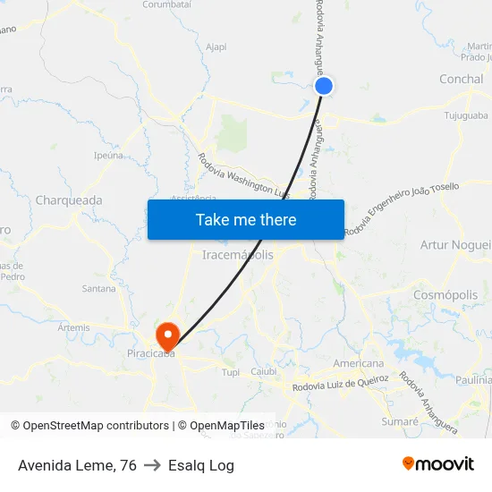 Avenida Leme, 76 to Esalq Log map