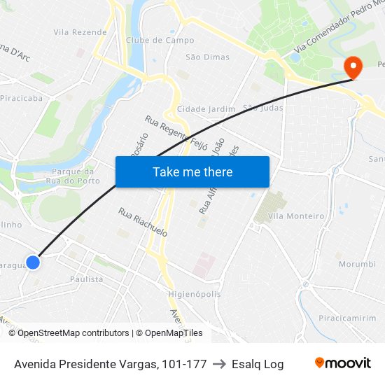 Avenida Presidente Vargas, 101-177 to Esalq Log map