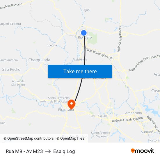 Rua M9 - Av M23 to Esalq Log map