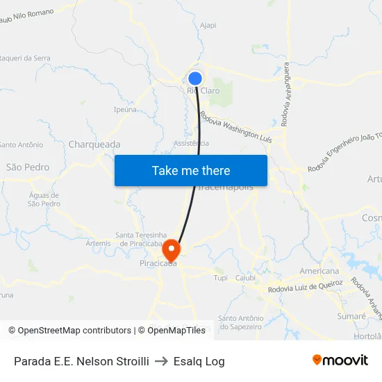 Parada E.E.  Nelson Stroilli to Esalq Log map