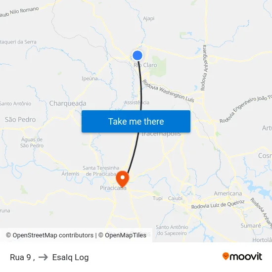 Rua 9 , to Esalq Log map