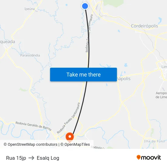 Rua 15jp to Esalq Log map