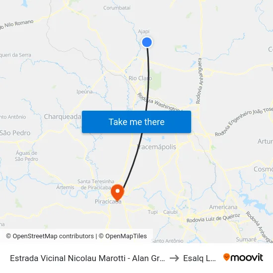 Estrada Vicinal Nicolau Marotti - Alan Grey to Esalq Log map