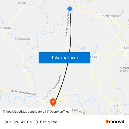 Rua 3jn - Av 1jn to Esalq Log map