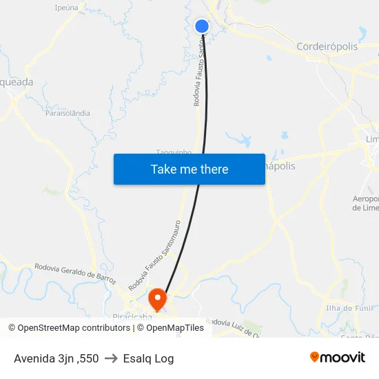 Avenida 3jn ,550 to Esalq Log map