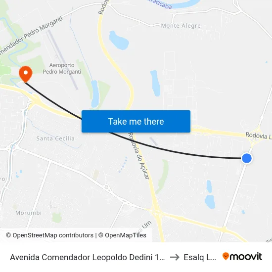 Avenida Comendador Leopoldo Dedini 1393 to Esalq Log map