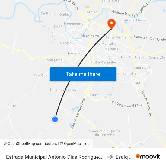 Estrada Municipal Antônio Dias Rodrigues, 6242-6540 to Esalq Log map