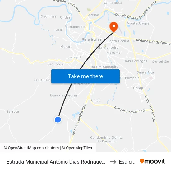 Estrada Municipal Antônio Dias Rodrigues, 6586-6916 to Esalq Log map