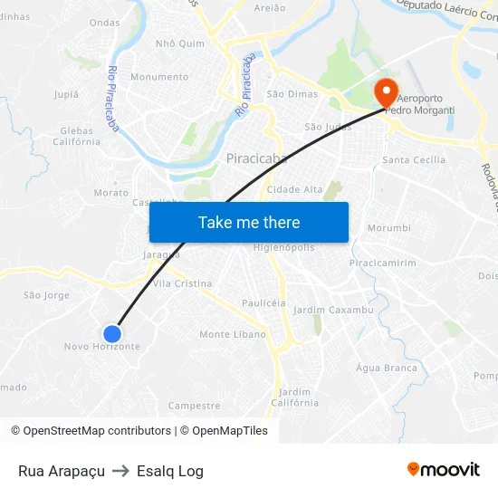 Rua Arapaçu to Esalq Log map
