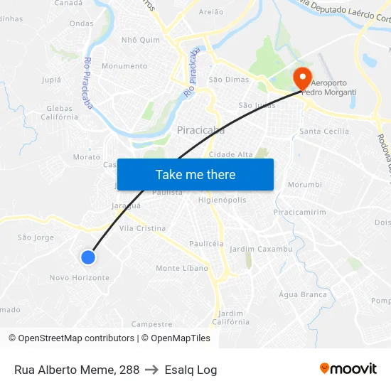 Rua Alberto Meme, 288 to Esalq Log map