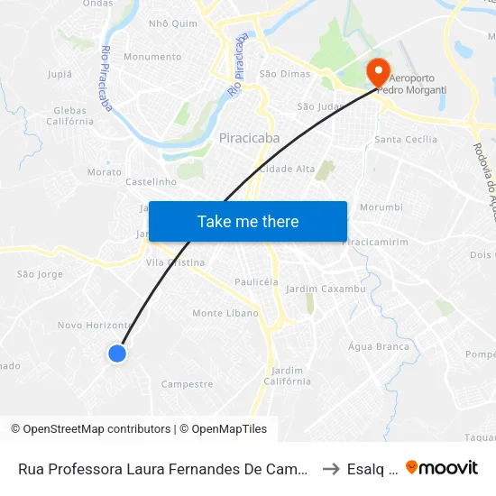 Rua Professora Laura Fernandes De Campos Ferrari, 233 to Esalq Log map