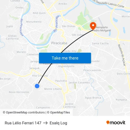 Rua Lélio Ferrari 147 to Esalq Log map