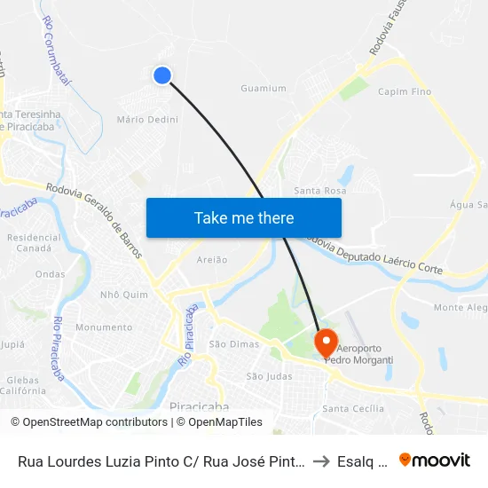 Rua Lourdes Luzia Pinto C/ Rua José Pinto De Lima to Esalq Log map