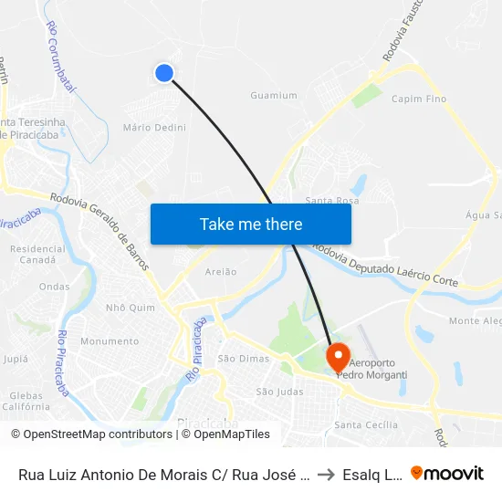 Rua Luiz Antonio De Morais C/ Rua José Jacob to Esalq Log map