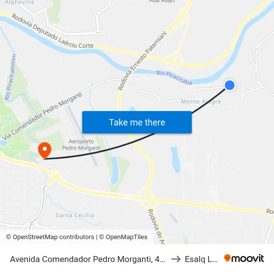 Avenida Comendador Pedro Morganti, 4817 to Esalq Log map