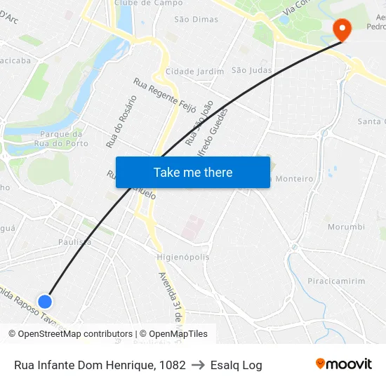 Rua Infante Dom Henrique, 1082 to Esalq Log map