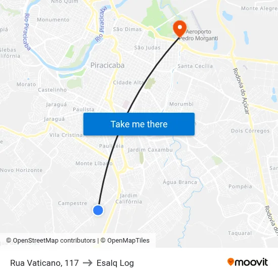 Rua Vaticano, 117 to Esalq Log map