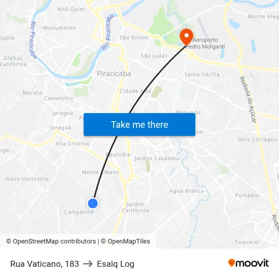 Rua Vaticano, 183 to Esalq Log map