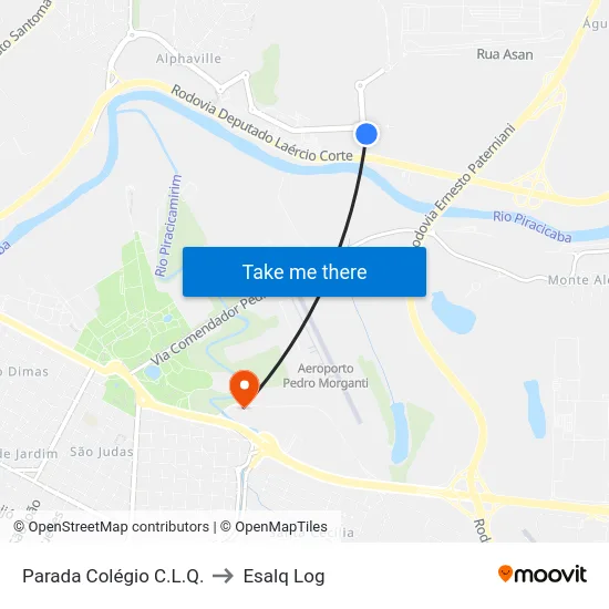 Parada Colégio C.L.Q. to Esalq Log map