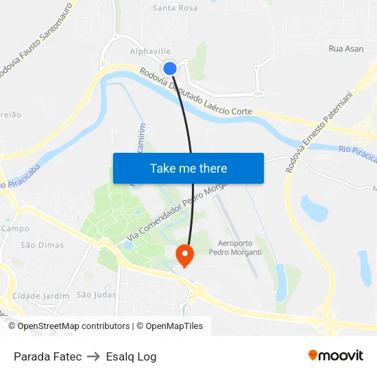 Parada Fatec to Esalq Log map