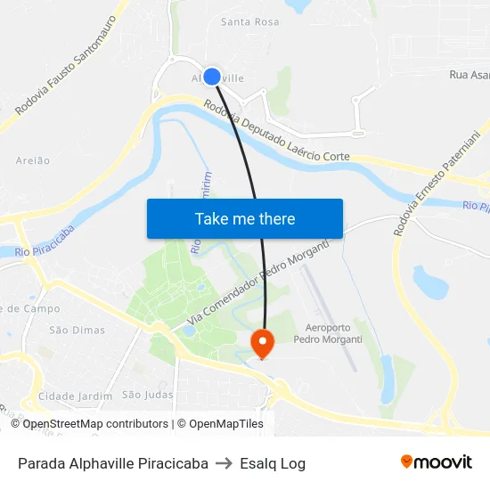 Parada Alphaville Piracicaba to Esalq Log map