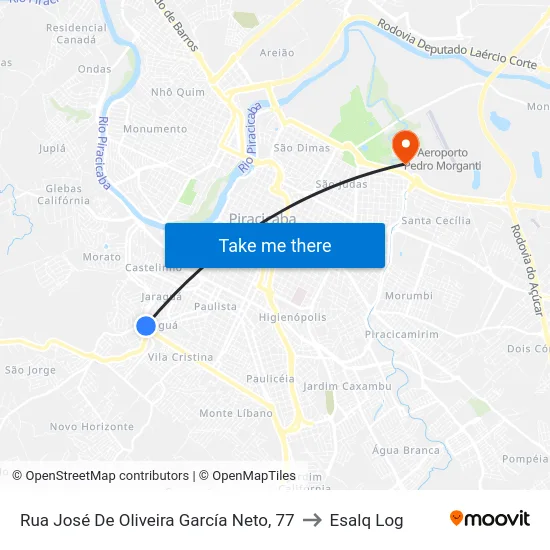 Rua José De Oliveira García Neto, 77 to Esalq Log map