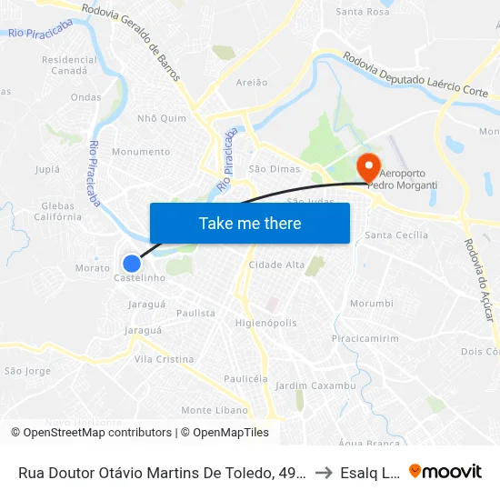 Rua Doutor Otávio Martins De Toledo, 494-498 to Esalq Log map
