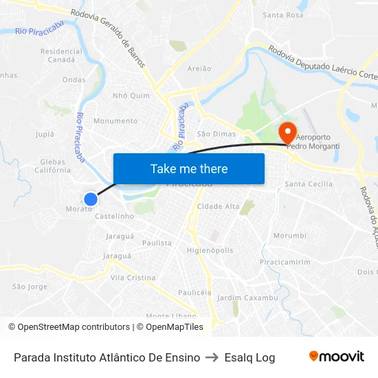 Parada Instituto Atlântico De Ensino to Esalq Log map