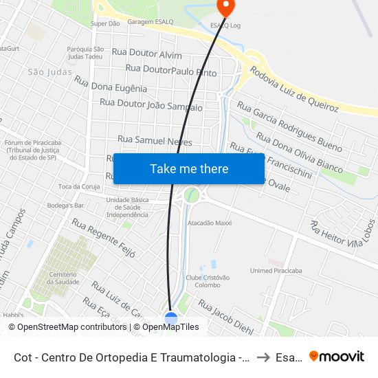 Cot - Centro De Ortopedia E Traumatologia - Referência: Área De Lazer Piracicamirim to Esalq Log map