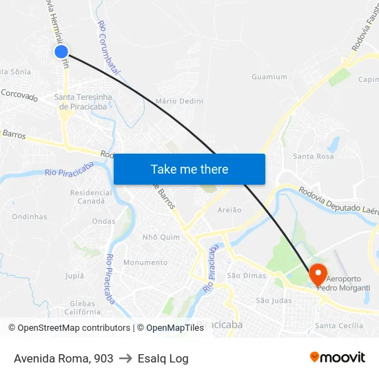 Avenida Roma, 903 to Esalq Log map