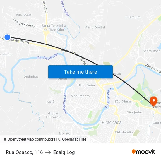 Rua Osasco, 116 to Esalq Log map
