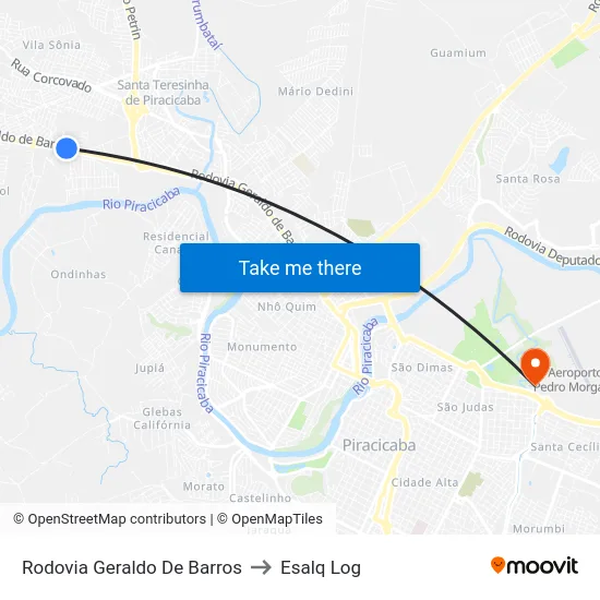 Rodovia Geraldo De Barros to Esalq Log map