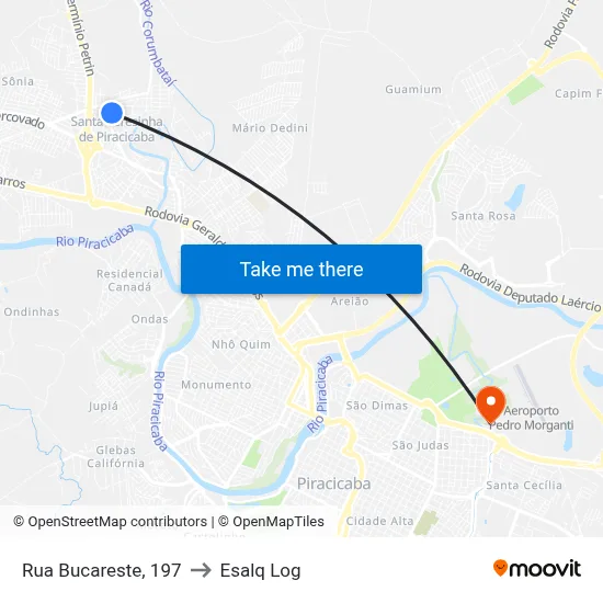 Rua Bucareste, 197 to Esalq Log map