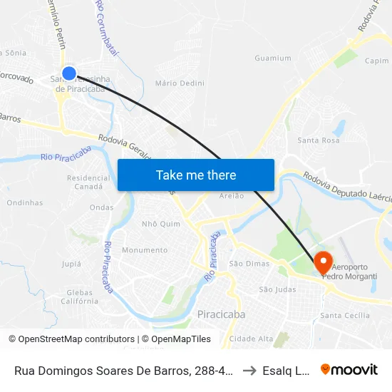 Rua Domingos Soares De Barros, 288-408 to Esalq Log map