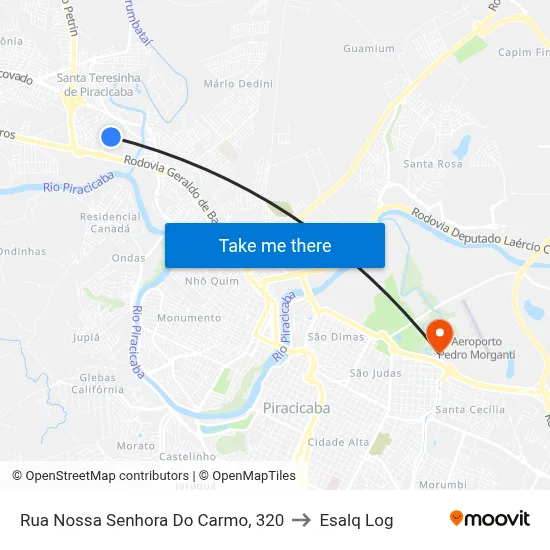 Rua Nossa Senhora Do Carmo, 320 to Esalq Log map