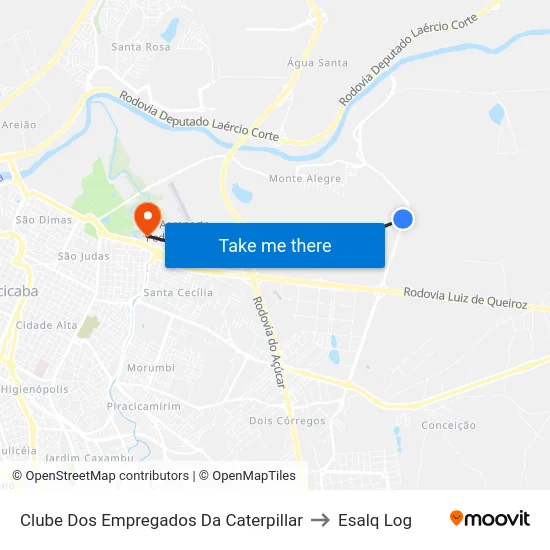 Clube Dos Empregados Da Caterpillar to Esalq Log map