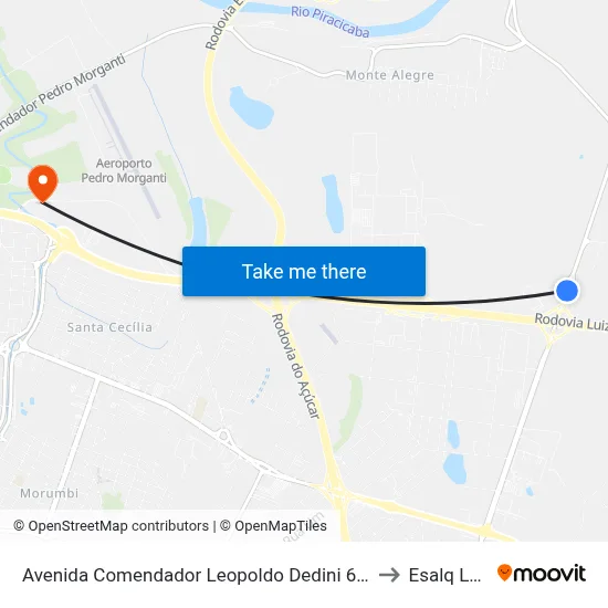 Avenida Comendador Leopoldo Dedini 612 to Esalq Log map