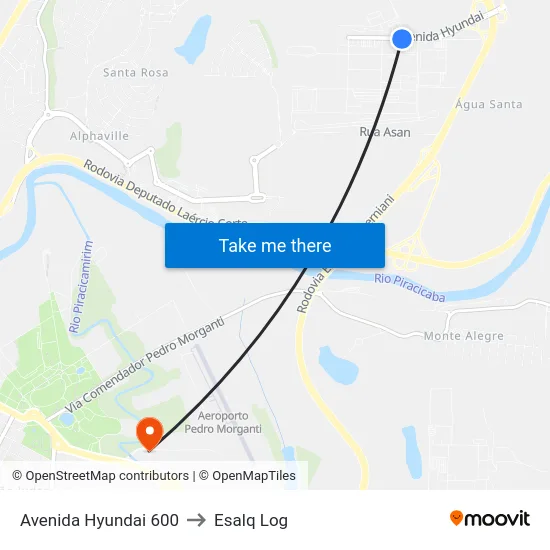 Avenida Hyundai 600 to Esalq Log map